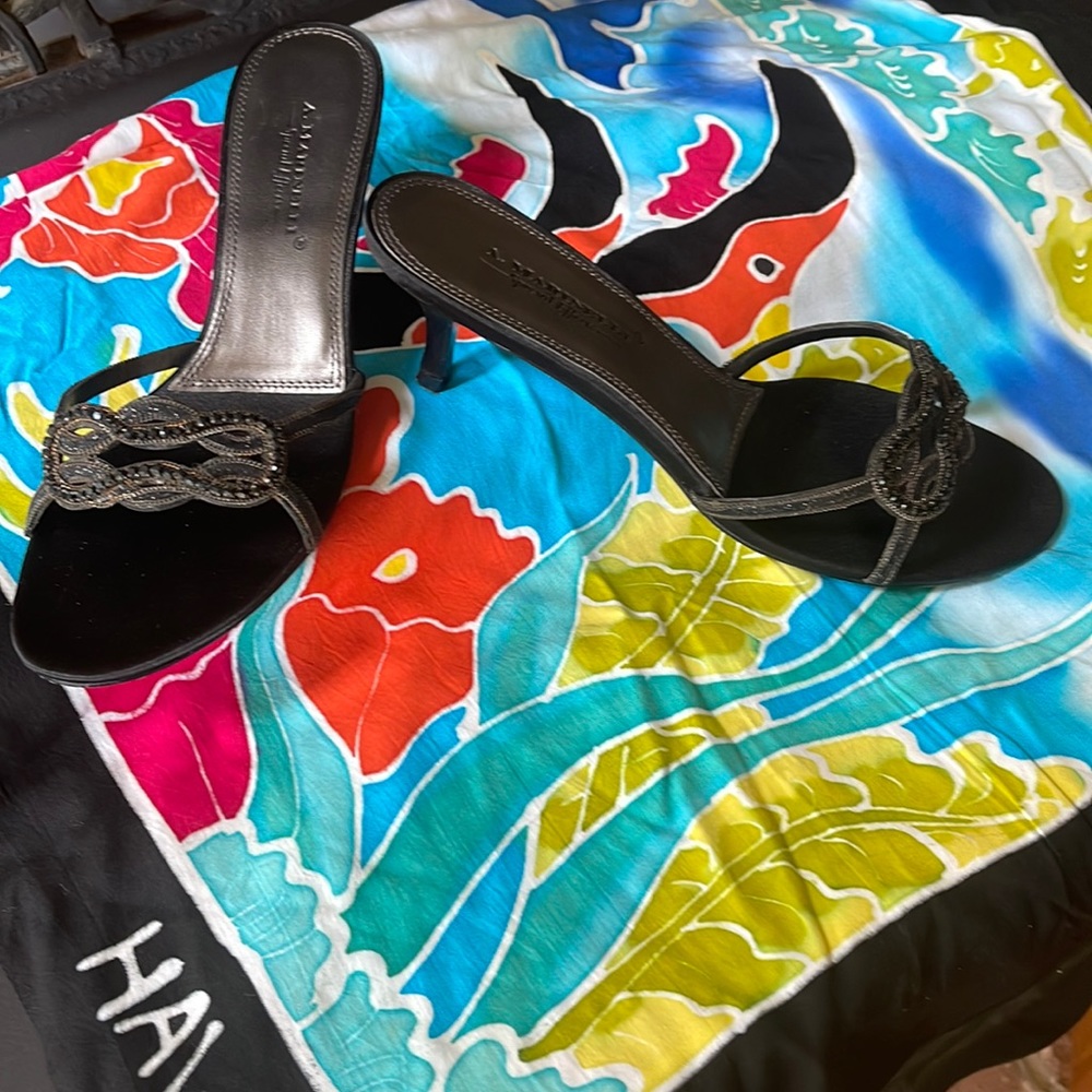 A Marinelli Special Effects Black with glitter straps rhinestone heels